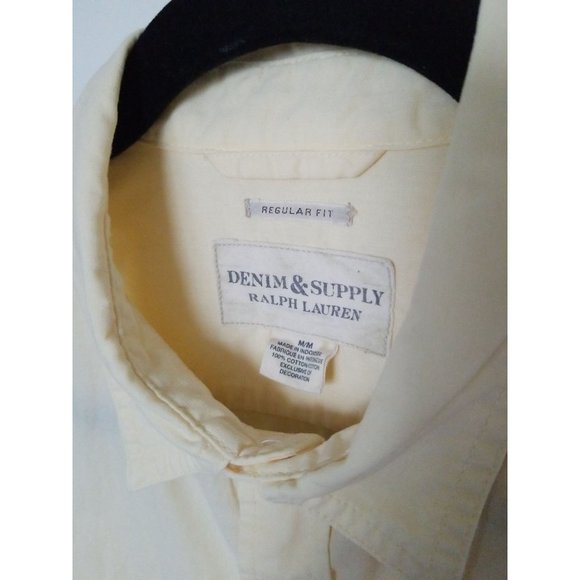 DENIM & SUPPLY Mens Regular Fit  S/S Button Front Logo Shirt M Light Yellow - Picture 7 of 8
